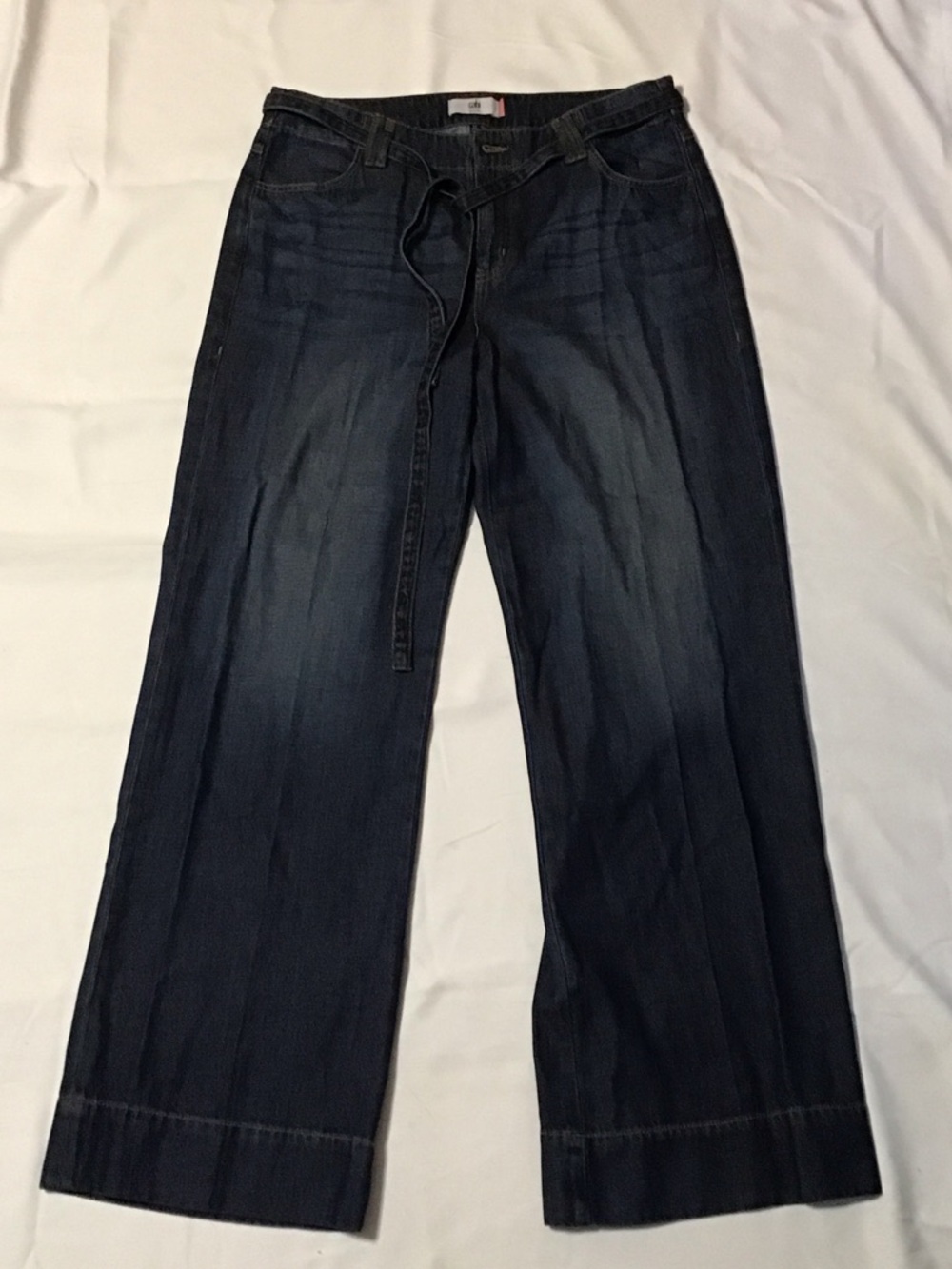 CAbi Dark Blue Wide-Leg Jeans with Drawstring
